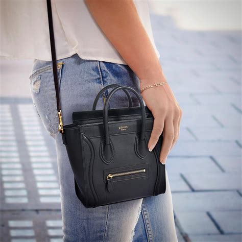 celine black calfskin nano luggage tote bag|Celine nano luggage bags.